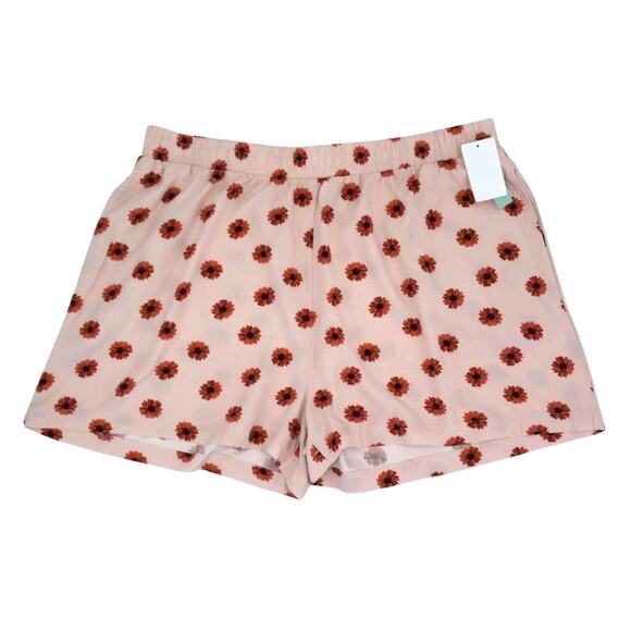 Abound Womens Pink Floral Print Elastic Waist Shorts Plus Size 1X - Picture 1 of 6